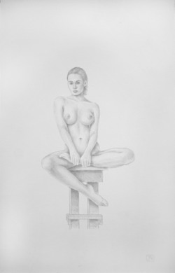 Dresden, Juan Miguel Restrepo, Desnudos femeninos, arte erotico, punta de plara, Silberstift Zeichnung 