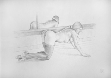 Dresden, Juan Miguel Restrepo, Desnudos femeninos, arte erotico, punta de plara, Silberstift Zeichnung 